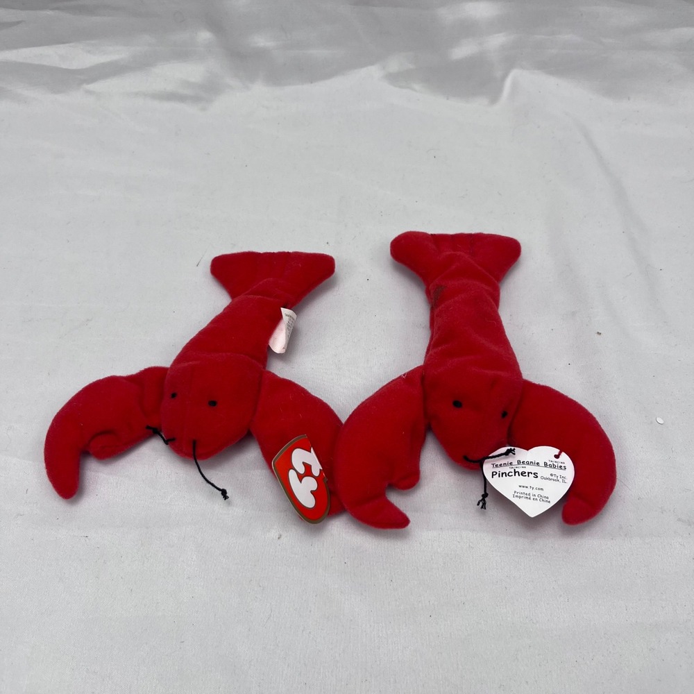 Ty Pinchers Vintage Collectible Toy Red Lobster Beanie Baby Set
